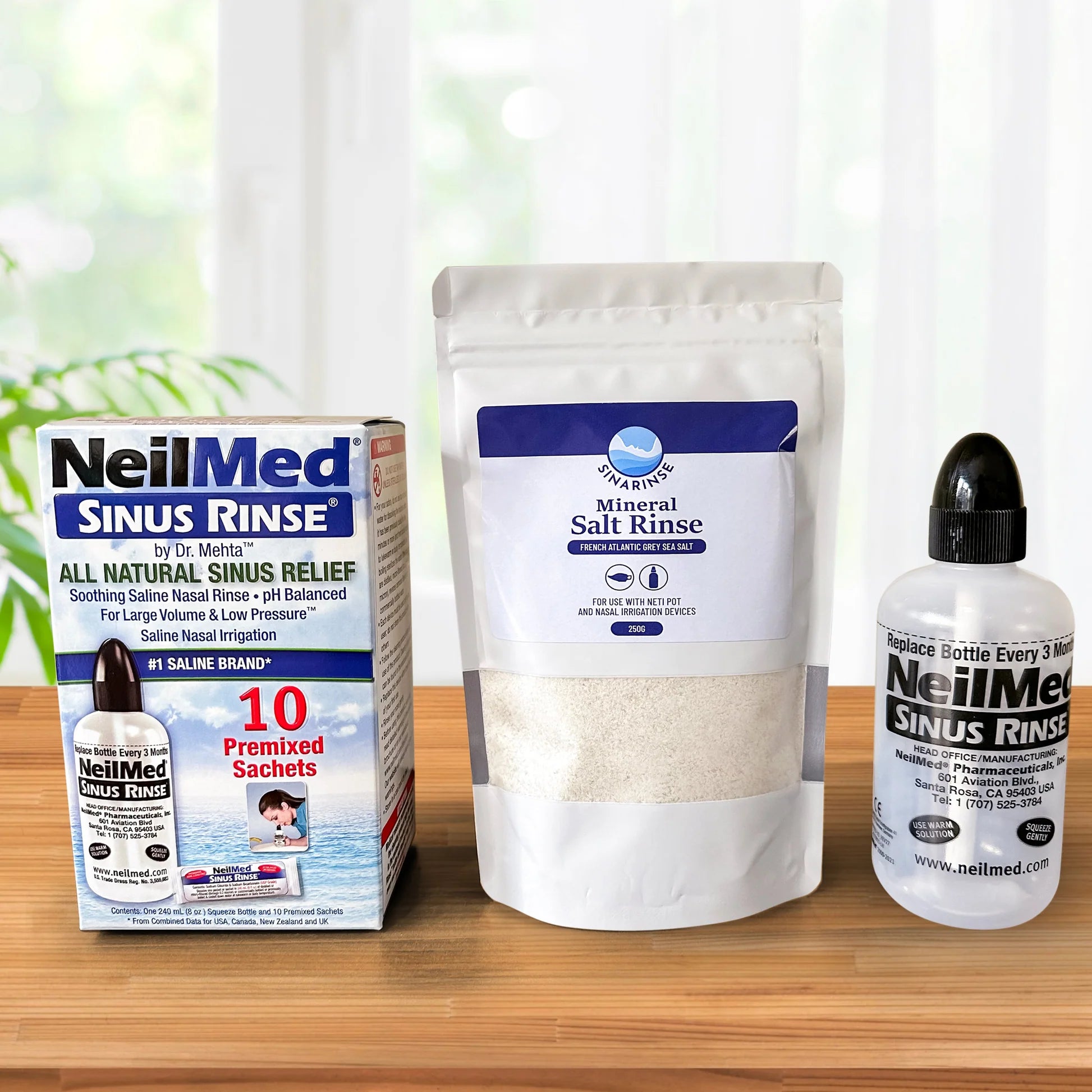 NeilMed and Sinarinse Mineral Sea Salt 250g Nasal Irrigation Kit